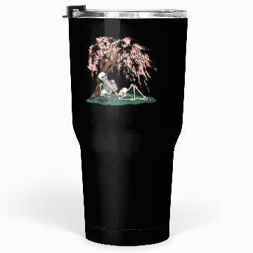 Discover Skeleton in Repose Under a Cherry Blossom Tree Tumblers 30 Oz