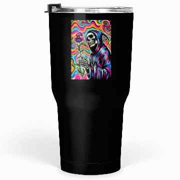 Discover Psychedelic Grim Reaper Holding Sweet Pea Flower Tumblers 30 Oz