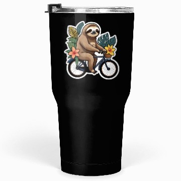 Discover Laid-back Sloth: Serene Bicycle Stroll Tumblers 30 Oz