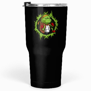 Discover Kung Fu Turtle With Halftone Fire Background Tumblers 30 Oz