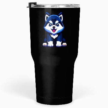 Discover Cute Husky Puppy Illustration Tumblers 30 Oz