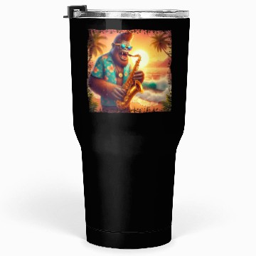 Discover Bigfoot Saxophone Vacation Sunset Tumblers 30 Oz