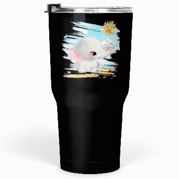 Discover Elephant Walking At Beach With 2 Birds Friends Tumblers 30 Oz