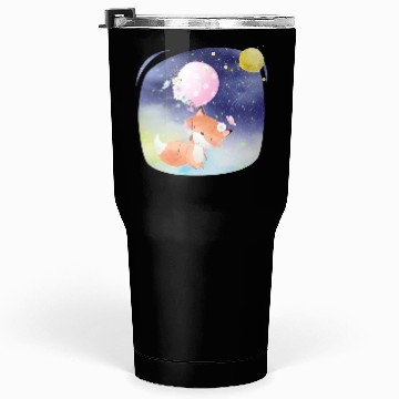 Discover Funny Happy Fox Flying to Sky Using Balloon Tumblers 30 Oz