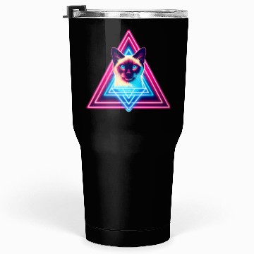 Discover Siamese cat in the 80s style triangle Tumblers 30 Oz
