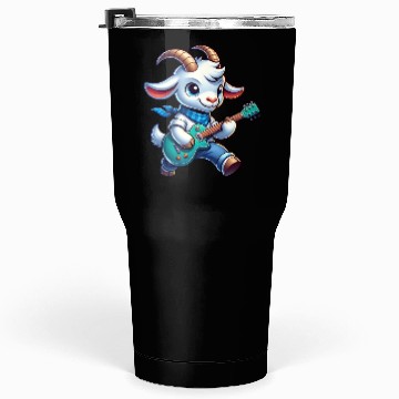 Discover Cute Goat Guitarist E-Guitar Design Tumblers 30 Oz