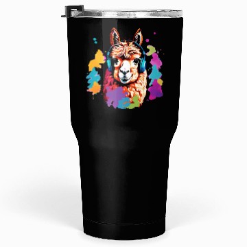 Discover Alpaca in headphones Tumblers 30 Oz