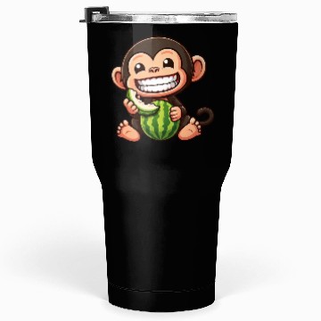 Discover Monkey chimpanzee melon watermelon honeydew melon Tumblers 30 Oz