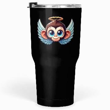 Discover Monkey chimpanzee cartoon angel wings Tumblers 30 Oz