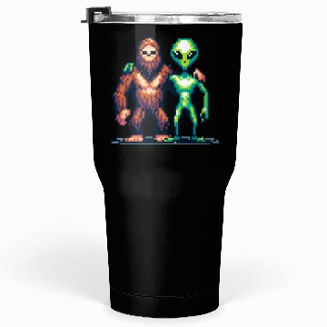 Discover Bigfoot and Alien Friends Pixel Art Tumblers 30 Oz