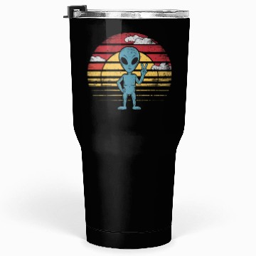 Discover Peaceful Alien Sunset Retro Vibe Tumblers 30 Oz