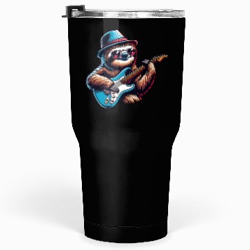 Discover Cool Sloth E-Guitar Player Design Tumblers 30 Oz