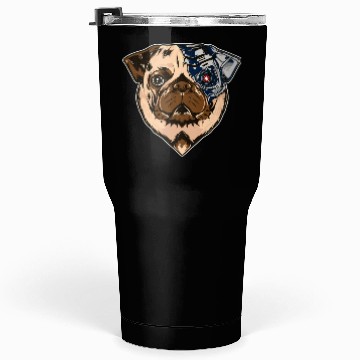 Discover Pug cyborg face dog Tumblers 30 Oz