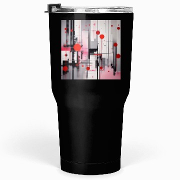 Discover Red Black Light Pink and Gray Dots and Lines Tumblers 30 Oz
