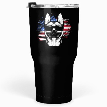 Discover US Flag Belgian Malinois Wearing Sunglasses Tumblers 30 Oz