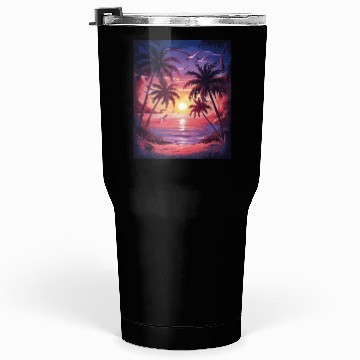 Discover summer beach "Tropical Twilight Serenity" Tumblers 30 Oz