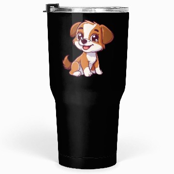 Discover Adorable Brown and White Puppy Smiling Tumblers 30 Oz