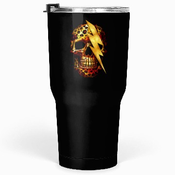Discover Skull with Leopard Print & Gold Spark Tumblers 30 Oz
