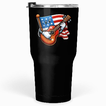 Discover Guitar 4th July American Flag Tumblers 30 Oz