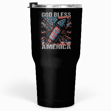 Discover God Bless America Retro US Flag Funny Fireworks Tumblers 30 Oz