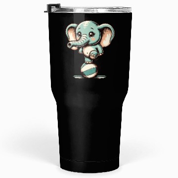 Discover cute cartoon elephant on exercise ball Tumblers 30 Oz