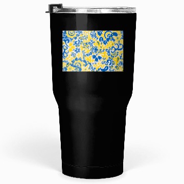 Discover Ukrainian flag colors on floral folklore pattern Tumblers 30 Oz