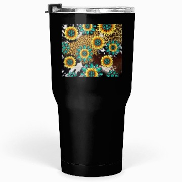 Discover Turquoise Gemstone Sunflowers Leopard Cowhide Tumblers 30 Oz