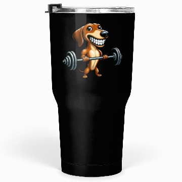 Discover Funny Dachshund with dumbbell dog workout Tumblers 30 Oz