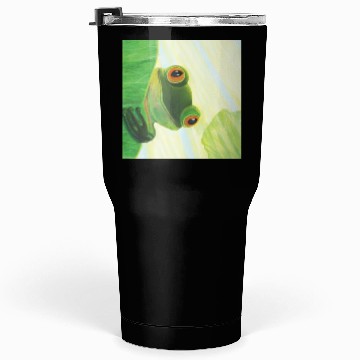 Discover Cute Green Frog Peeping out From Behind Lily Pad Tumblers 30 Oz