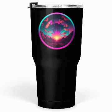 Discover Synthwave Colorful Cosmos Design inside Circle Tumblers 30 Oz