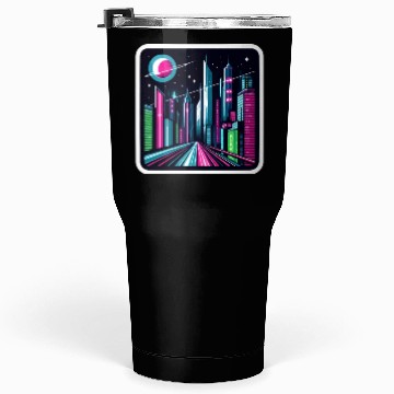 Discover Futuristic cityscape Retro Synthwave Cyberpunk Tumblers 30 Oz