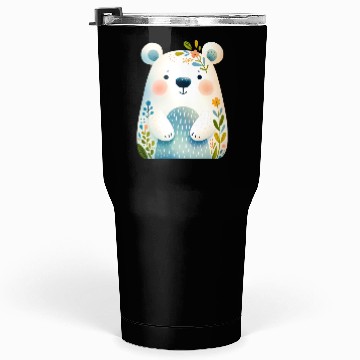 Discover White bear cub with flowers Tumblers 30 Oz