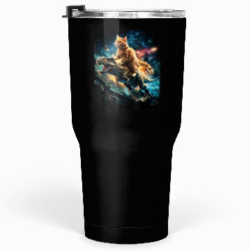 Discover Cat Riding Dinosaur Rex Tumblers 30 Oz