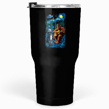 Discover UFO Bigfoot Sasquatch Camping Playing Tumblers 30 Oz