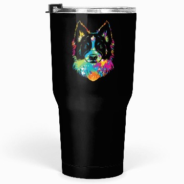 Discover Pop Art Style Dog Face Puppy Border Collie Tumblers 30 Oz