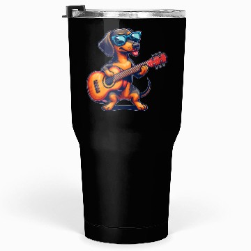 Discover Cute Dachshund Guitar Player Sunglasses Tumblers 30 Oz