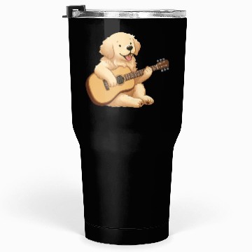 Discover Golden Retriever playing guitar Tumblers 30 Oz