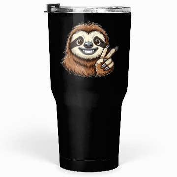Discover Cute sloth showing teeth joy cartoon peace Tumblers 30 Oz