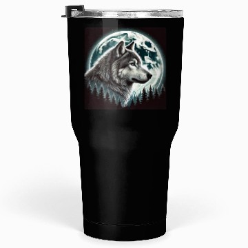 Discover Nature Moon Alpha Cute Wolf Moon nature Tumblers 30 Oz