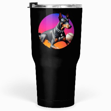 Discover Doberman baseball player Tumblers 30 Oz