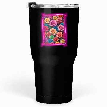 Discover Flower design framed by neon lights Tumblers 30 Oz