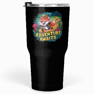 Discover Adventure Awaits Fox Sticker – Playful Wilderness Tumblers 30 Oz