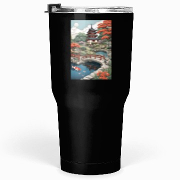 Discover Serenity Under Cherry Blossoms- Japanese castle Tumblers 30 Oz