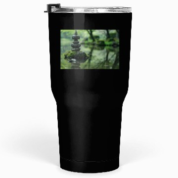 Discover Zen Stone Stack Reflected in Tranquil Pond Tumblers 30 Oz