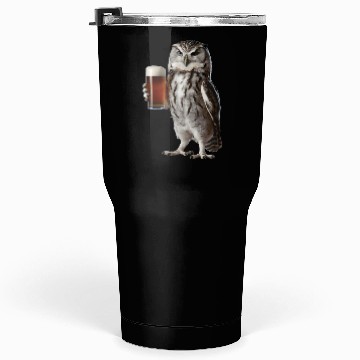 Discover Owl Drinking Beer Realistic Tumblers 30 Oz