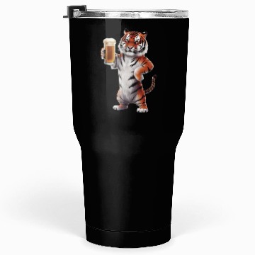 Discover Tiger Drinking Beer Realistic Tumblers 30 Oz
