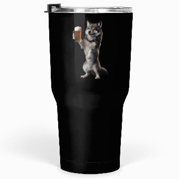Discover Wolf Drinking Beer Realistic Tumblers 30 Oz