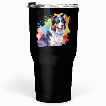 Discover Border Collie Watercolor Tumblers 30 Oz