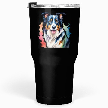 Discover Border Collie Watercolor Tumblers 30 Oz