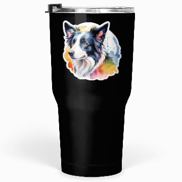 Discover Border Collie Watercolor Tumblers 30 Oz